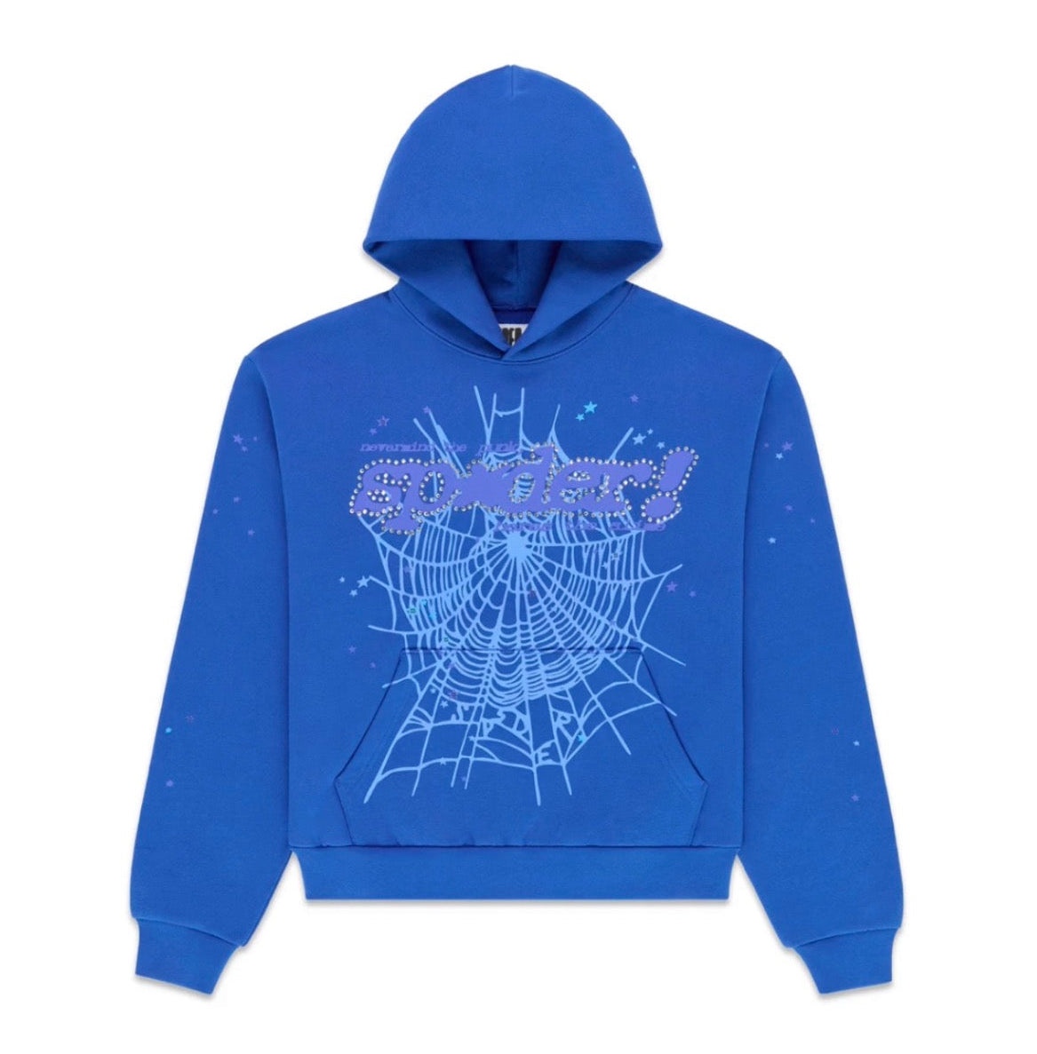 Sp5der Rhinestone Punk V2 Hoodie Blue