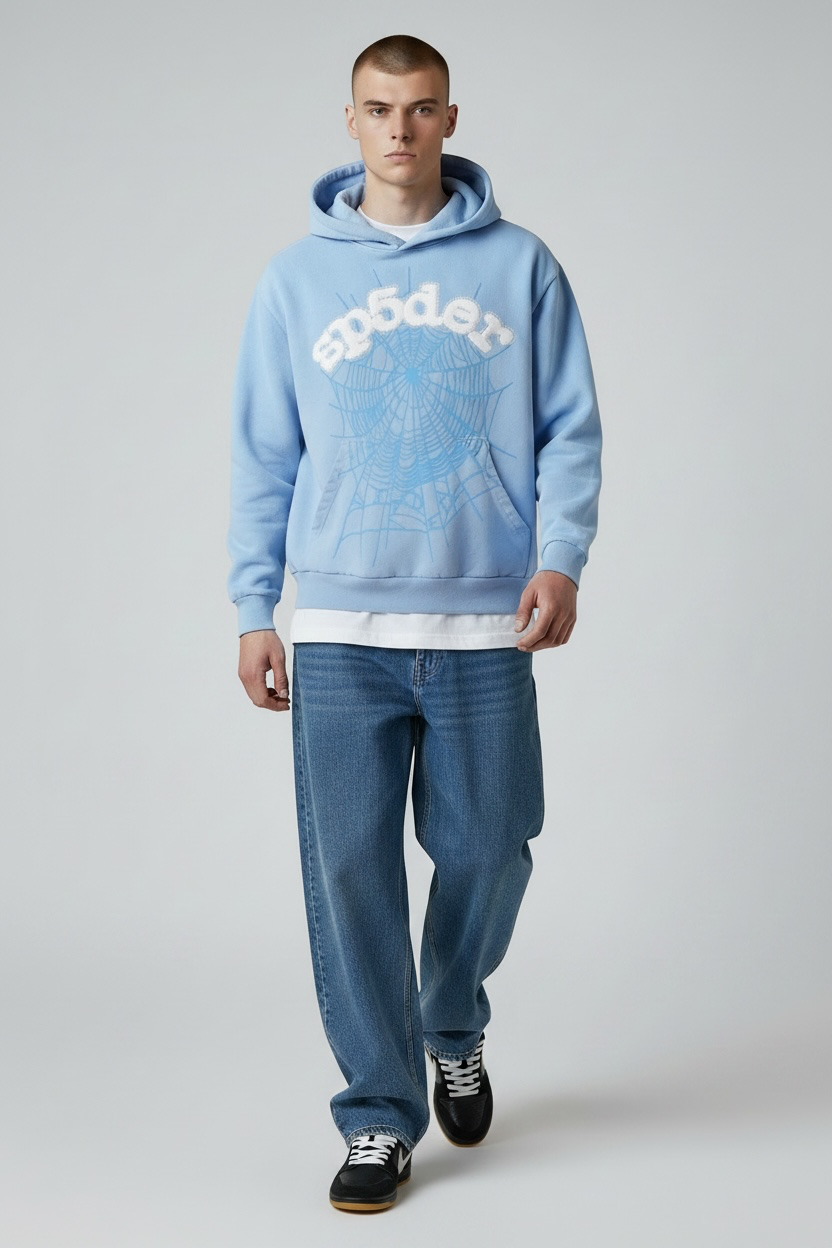Sp5der OG Web Hoodie Sky Blue